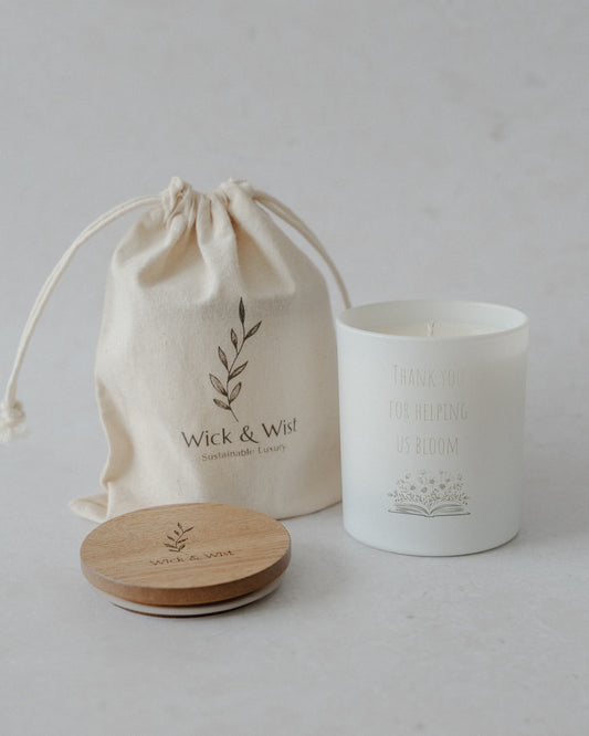 'Thank you for helping us bloom' Luxury Scented Candle